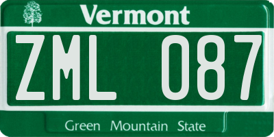 VT license plate ZML087