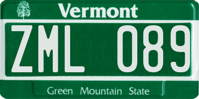VT license plate ZML089