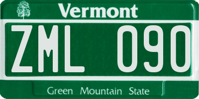 VT license plate ZML090