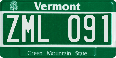 VT license plate ZML091