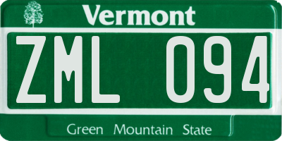 VT license plate ZML094