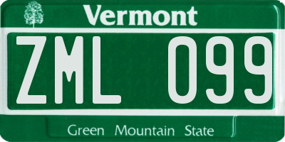 VT license plate ZML099
