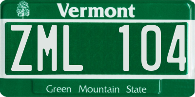 VT license plate ZML104