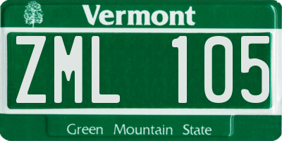 VT license plate ZML105