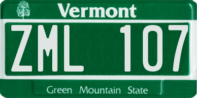 VT license plate ZML107