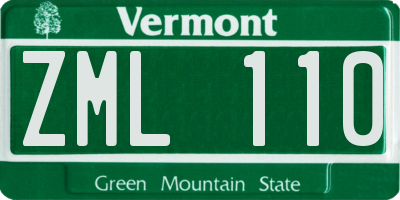 VT license plate ZML110