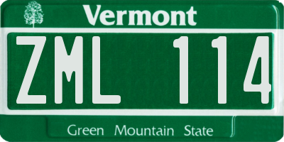 VT license plate ZML114