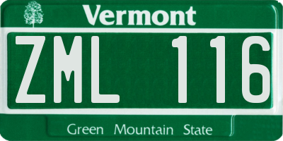 VT license plate ZML116