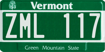 VT license plate ZML117