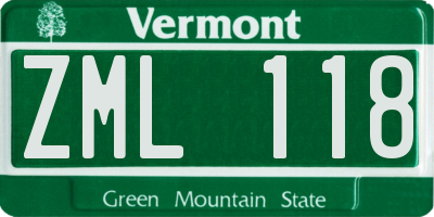 VT license plate ZML118