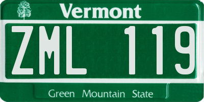 VT license plate ZML119