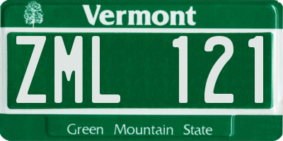 VT license plate ZML121