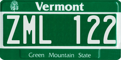 VT license plate ZML122