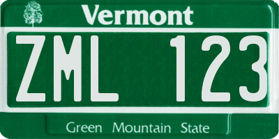 VT license plate ZML123