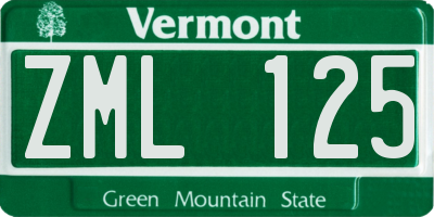 VT license plate ZML125