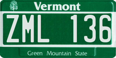 VT license plate ZML136
