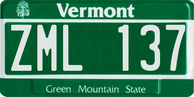 VT license plate ZML137