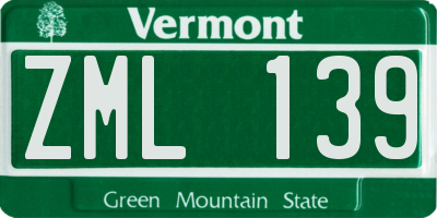 VT license plate ZML139