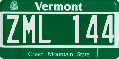 VT license plate ZML144