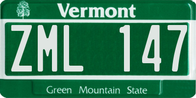 VT license plate ZML147