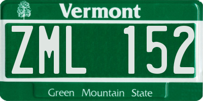 VT license plate ZML152