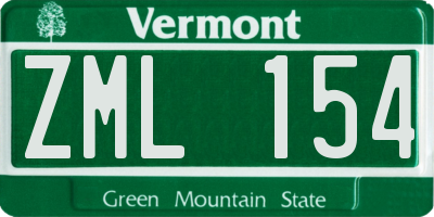 VT license plate ZML154