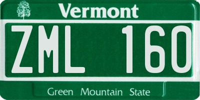 VT license plate ZML160