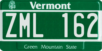 VT license plate ZML162