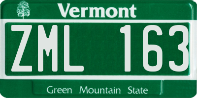 VT license plate ZML163