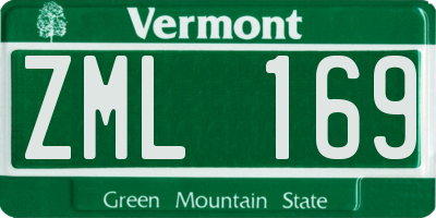 VT license plate ZML169