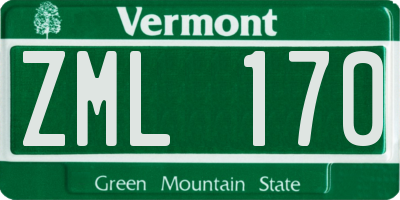 VT license plate ZML170