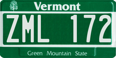 VT license plate ZML172