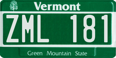 VT license plate ZML181