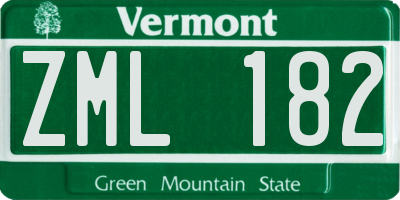 VT license plate ZML182