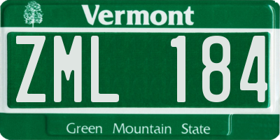 VT license plate ZML184