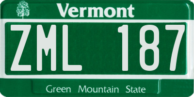 VT license plate ZML187