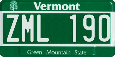VT license plate ZML190