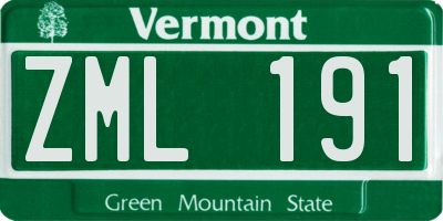 VT license plate ZML191