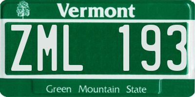 VT license plate ZML193