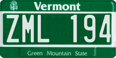 VT license plate ZML194