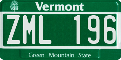 VT license plate ZML196