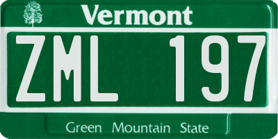 VT license plate ZML197