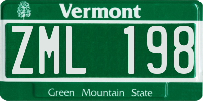 VT license plate ZML198