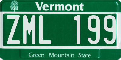 VT license plate ZML199