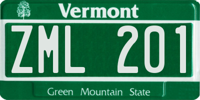 VT license plate ZML201