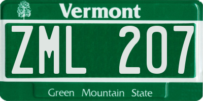 VT license plate ZML207