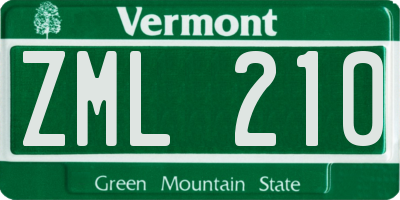 VT license plate ZML210