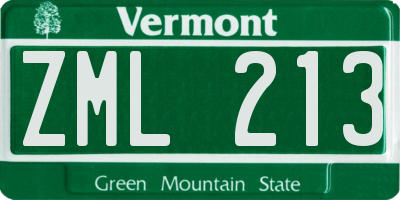 VT license plate ZML213