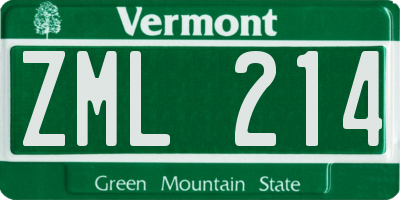 VT license plate ZML214