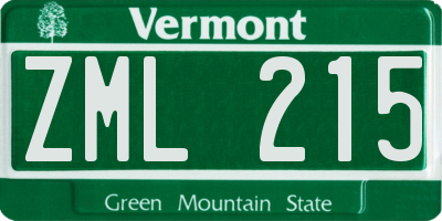 VT license plate ZML215